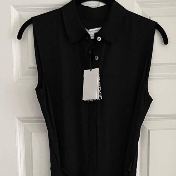 DIANE VON FURSTENBERG "Traci" BLACK SILK JUMPSUIT - SIZE 4TAGS ON
